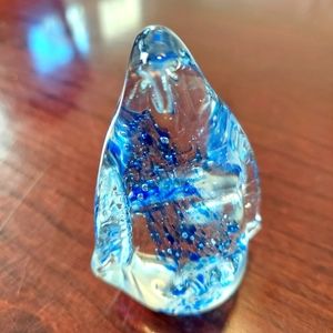 Blue Art Glass Penguin